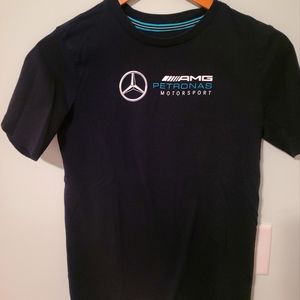 F1 Merecedes AMG Petronas motorsport Youth size Large black tee shirt EUC